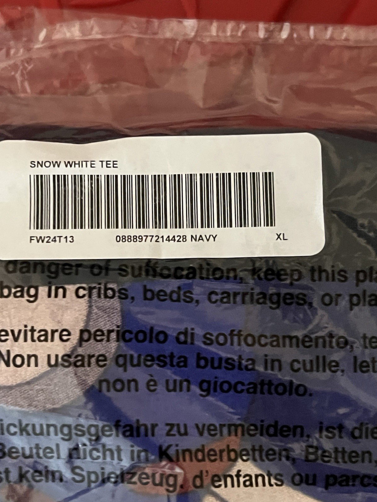 Supreme Snow White T-shirt Navy XL Brand New