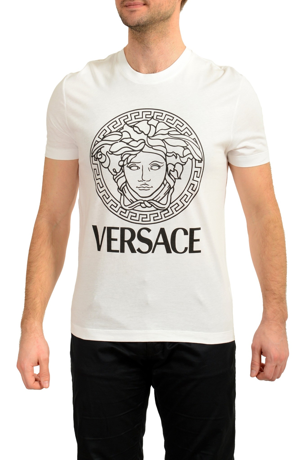Versace Men’s White Short Sleeve Medusa Head Logo Print T-Shirt US XS IT 46