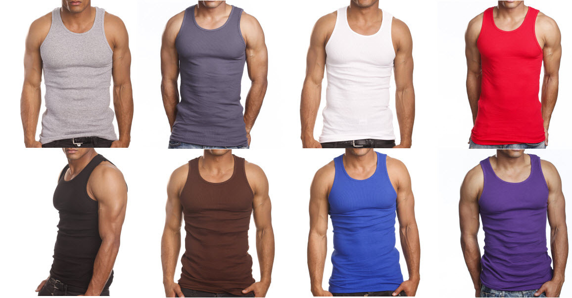 3 or 6 Pack Men’s Tank Top 100% Cotton A-Shirt Lot Wife Beater Ribbed Undershirt