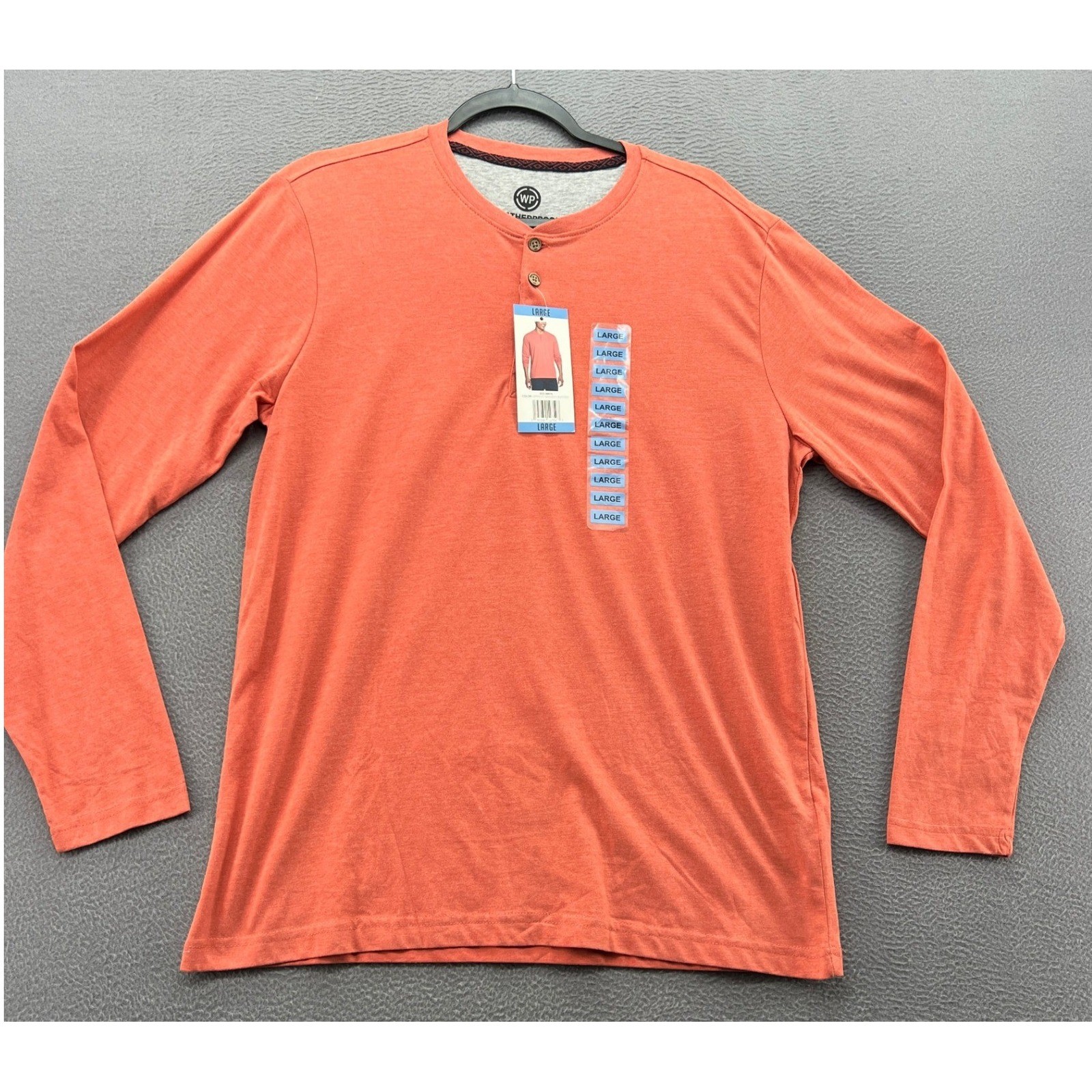Weatherproof Shirt Mens Long Sleeve Henley Apricot Brandy Heather Large