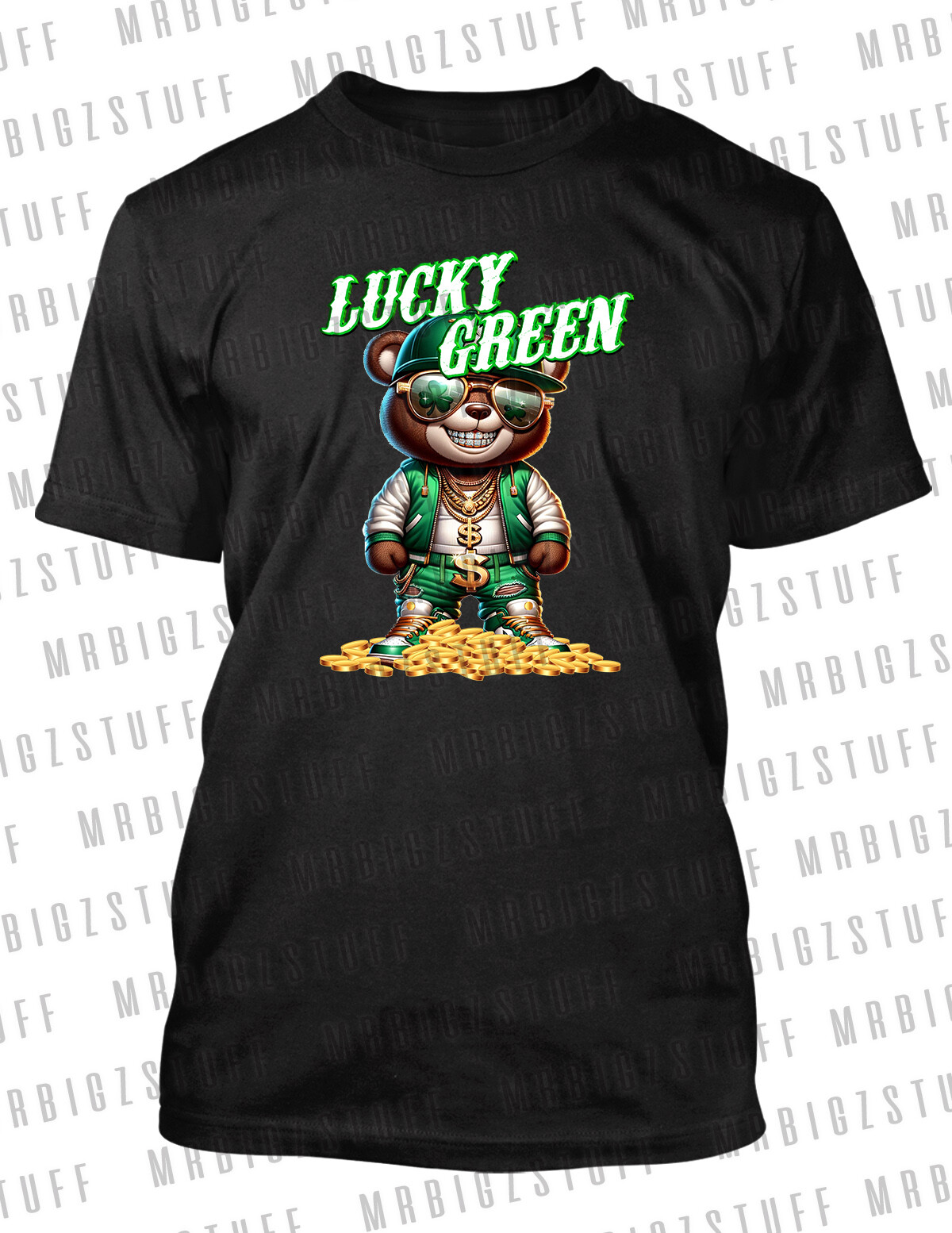 Lucky Green Bear Drip Big Tall Sm Sneaker Tee Shirt To Match Green Shoes Graphic