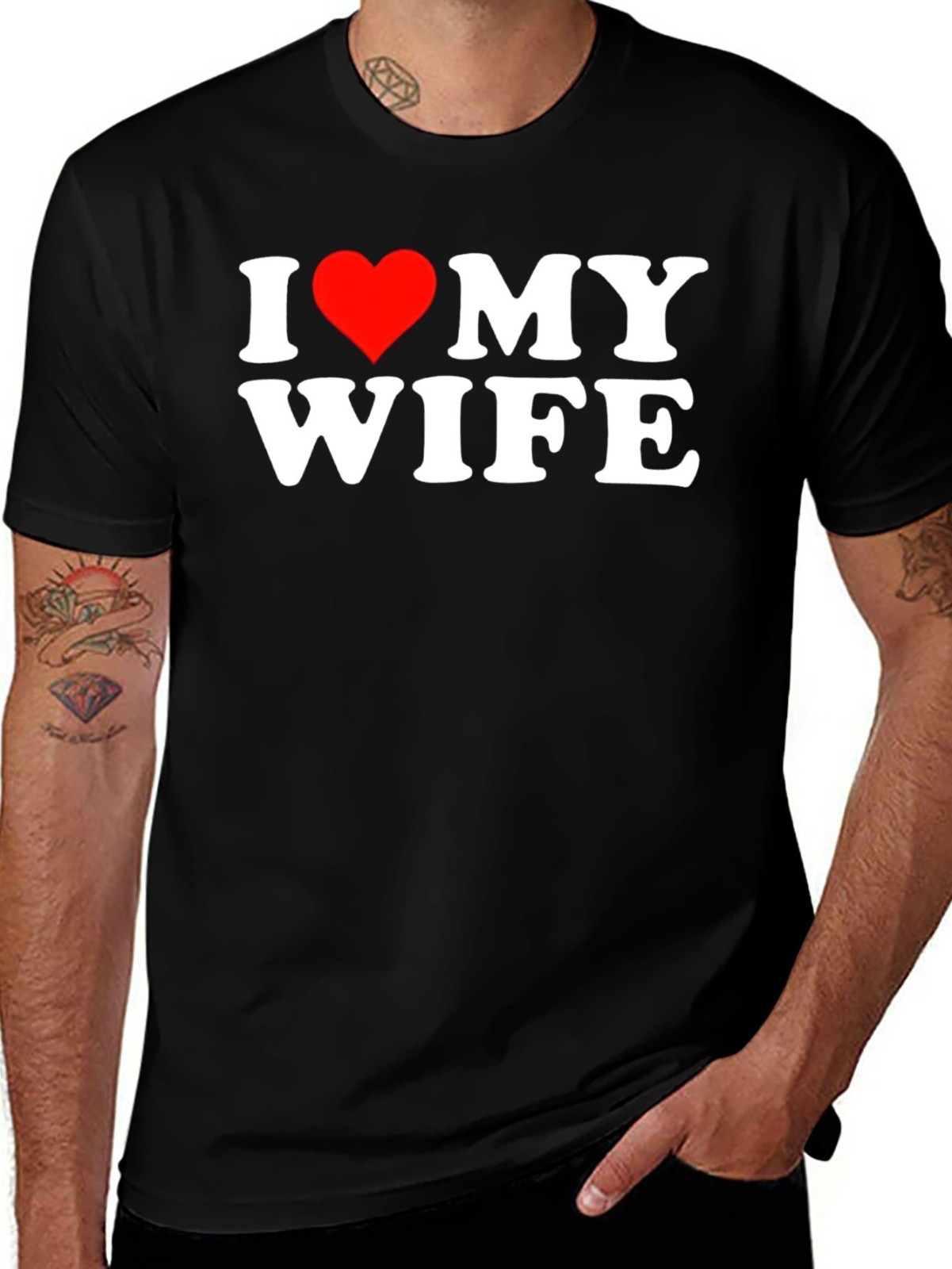 I Love My Wife Graphic T-Shirt Black Tee for Men Anniversary Gift For loved one