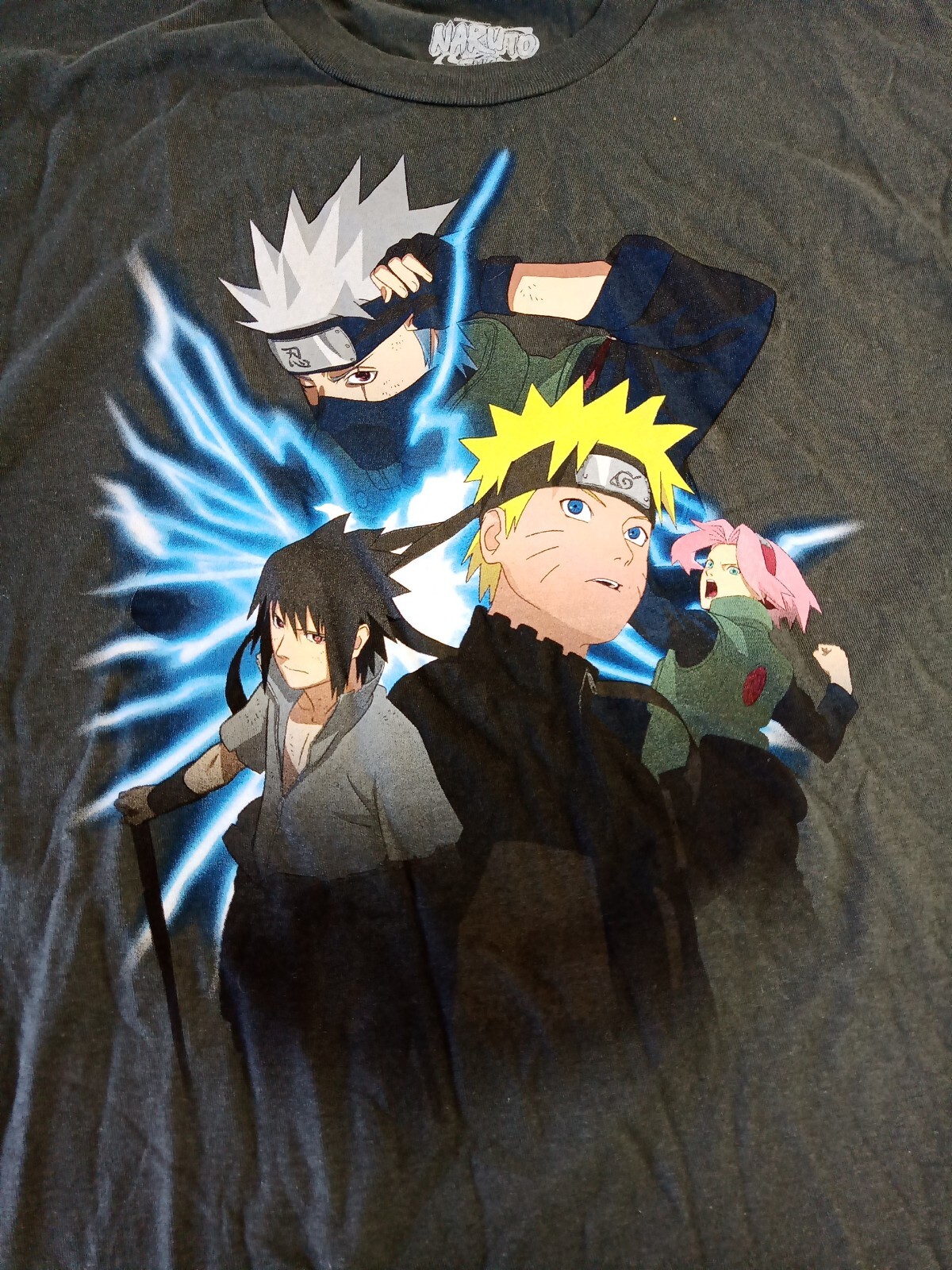 Naruto Shippuden T-shirt Size Extra Large XL gray Vintage Sasuke Kakashi 02-07