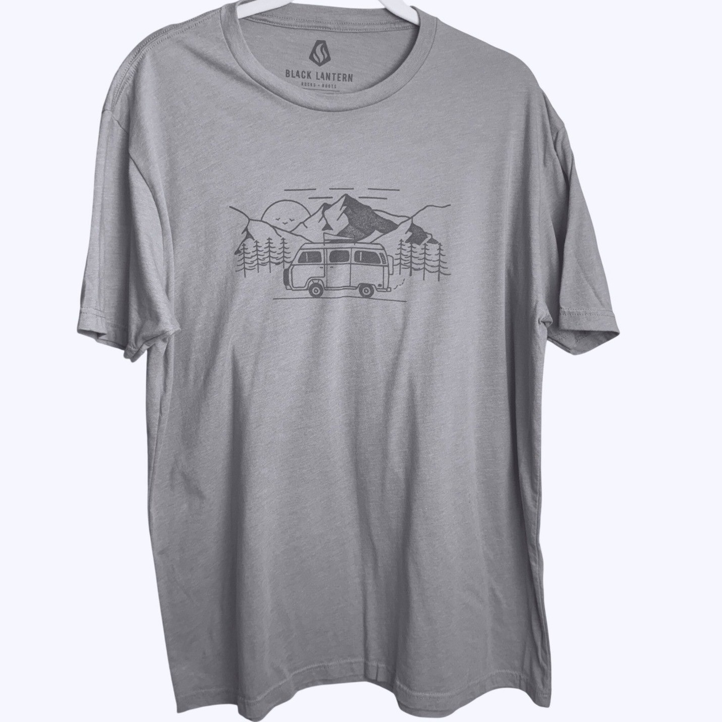 Black Lantern Rocks Roots Graphic Tee XL Beige Streetwear Casual T-Shirt