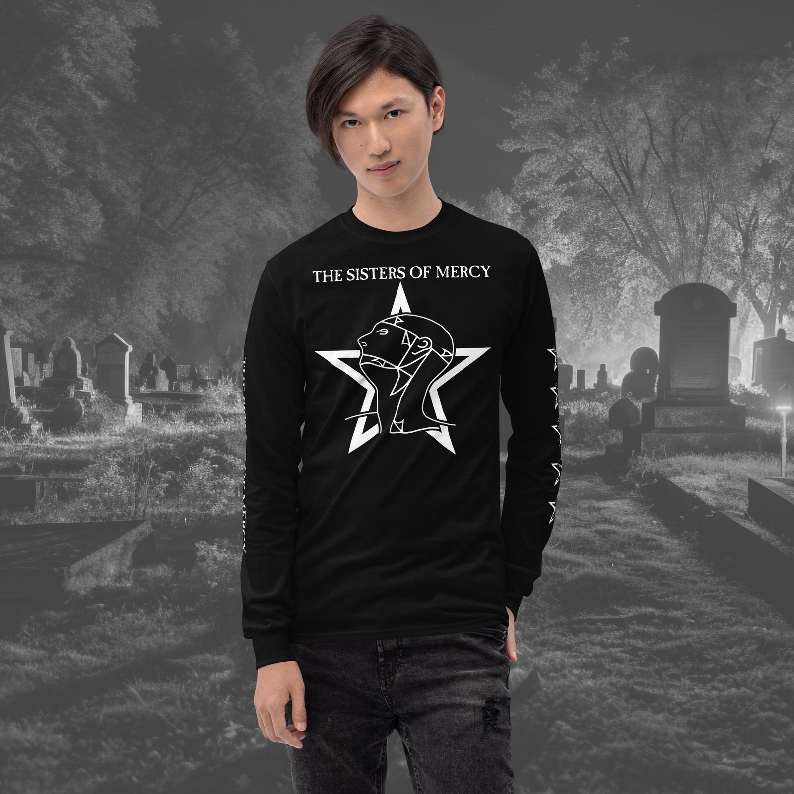 Sisters of Mercy Long Sleeve Print 80s Goth Gothic Vampire Punk