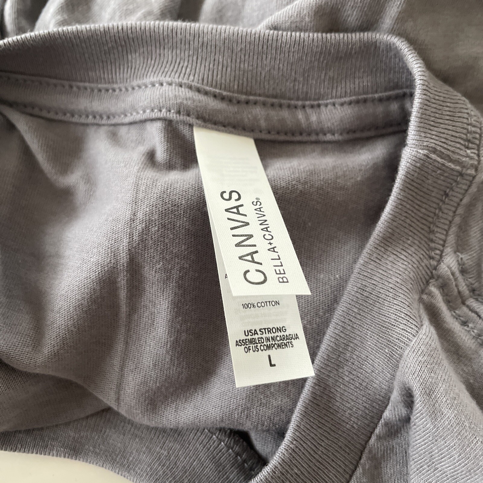 Canvas by BELLA + CANVAS Silver Size L Unisex Short Sleeve Cotton Crewneck Tee