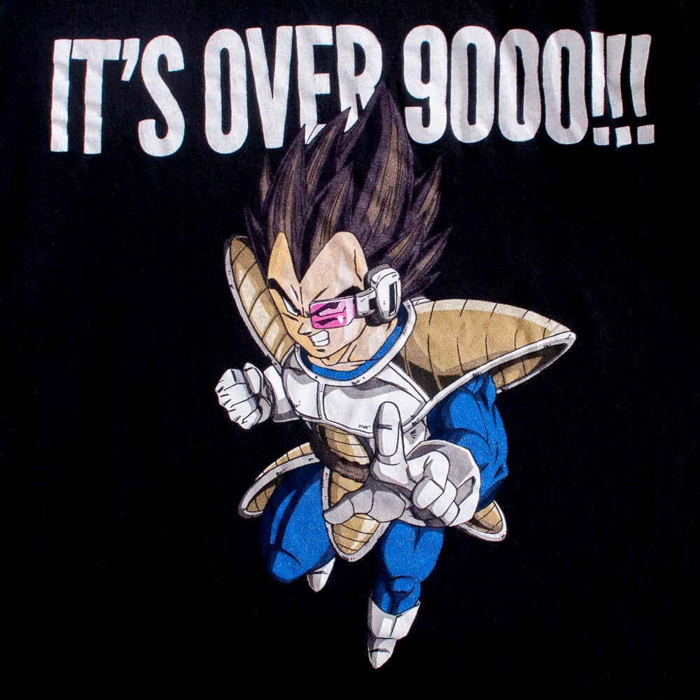 Dragon Ball Z It’s Over 9000!!! Anime Mens T Shirt Size XS Ripple Junction Black