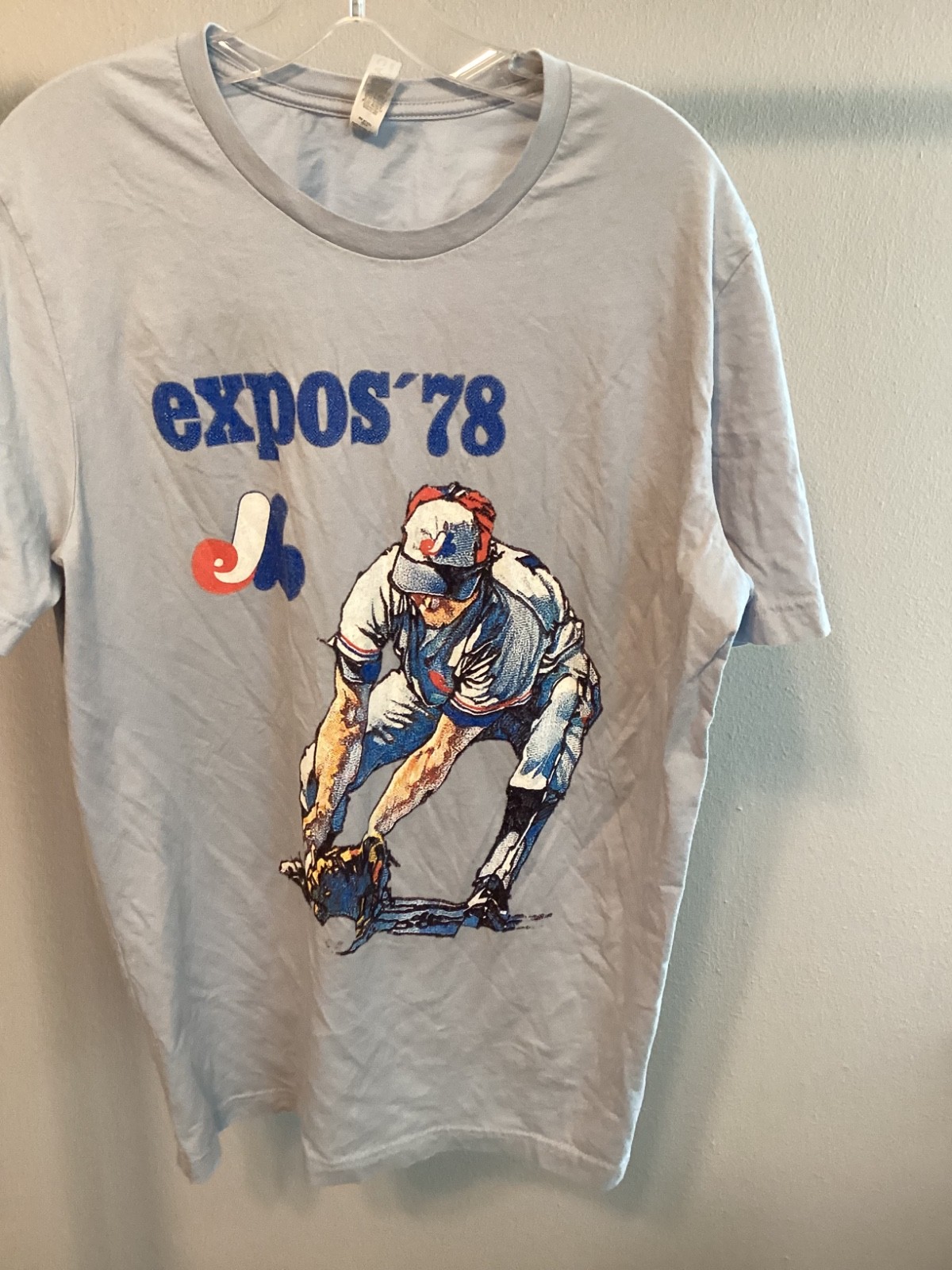 L/XL Mens retro reprint 1977 Montreal Expos baseball player t-shirt Canada
