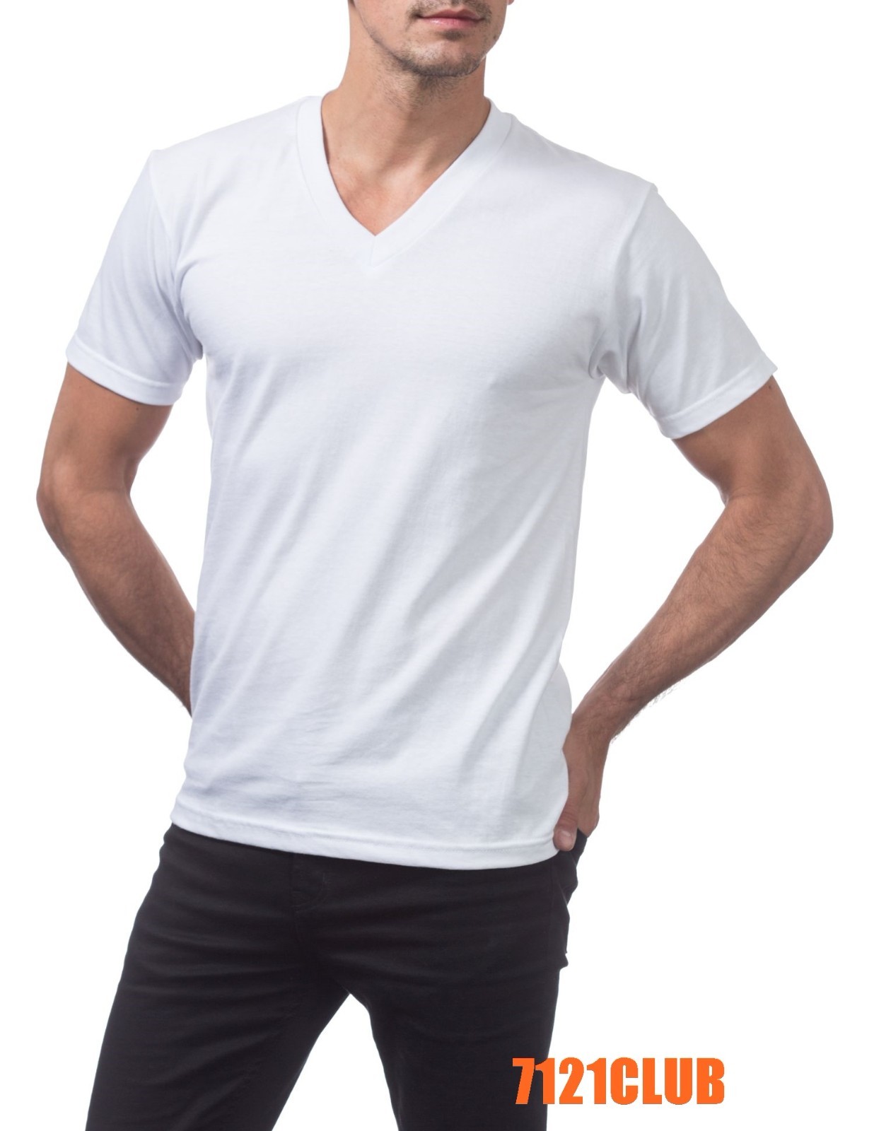 PRO CLUB MENS HEAVYWEIGHT V NECK T SHIRT PROCLUB SHORT SLEEVE WHITE BIG AND TALL