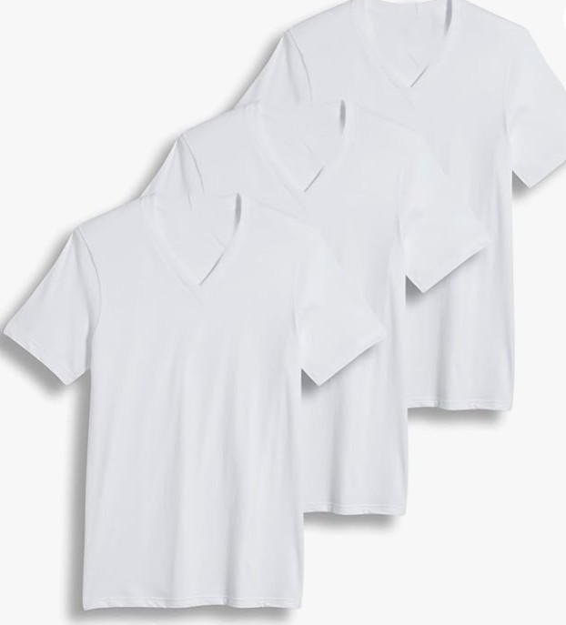AGH Men’s 3 or 4-Pack Undershirts Stretchy Cotton Spandex T-Shirts V-Neck