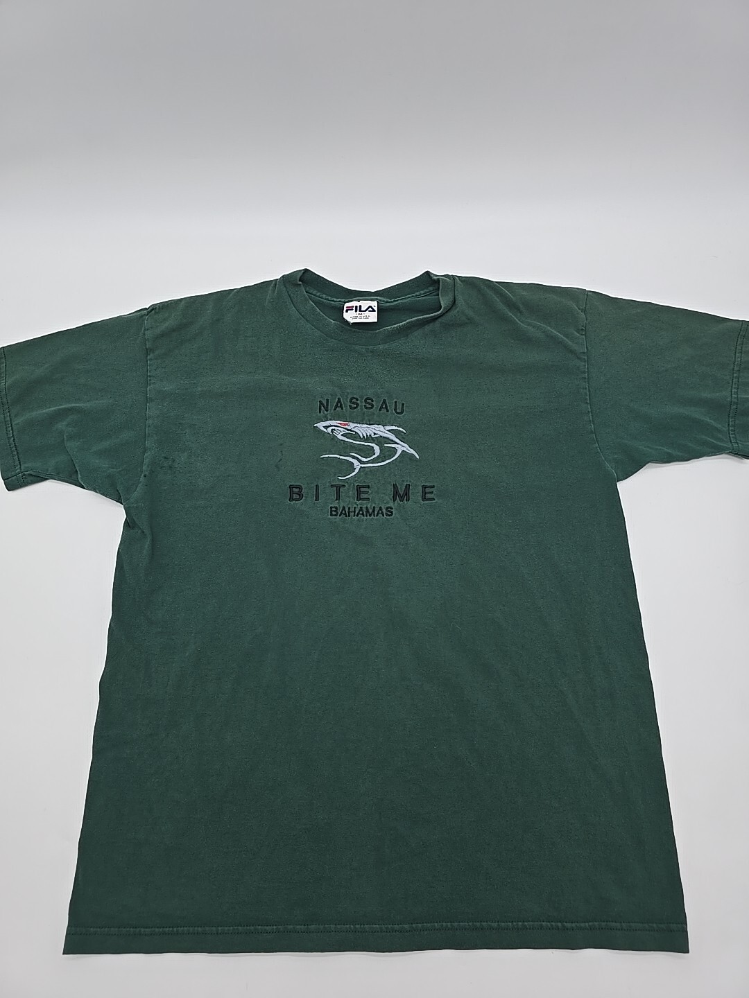 Vintage Fila Nassau Bite Me T-Shirt Men Medium Green USA..#19663