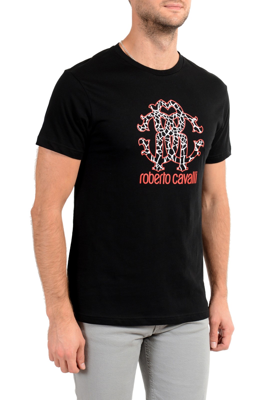 Roberto Cavalli “Beachwear” Men’s Black Graphic Print T-Shirt US 2XL IT 56