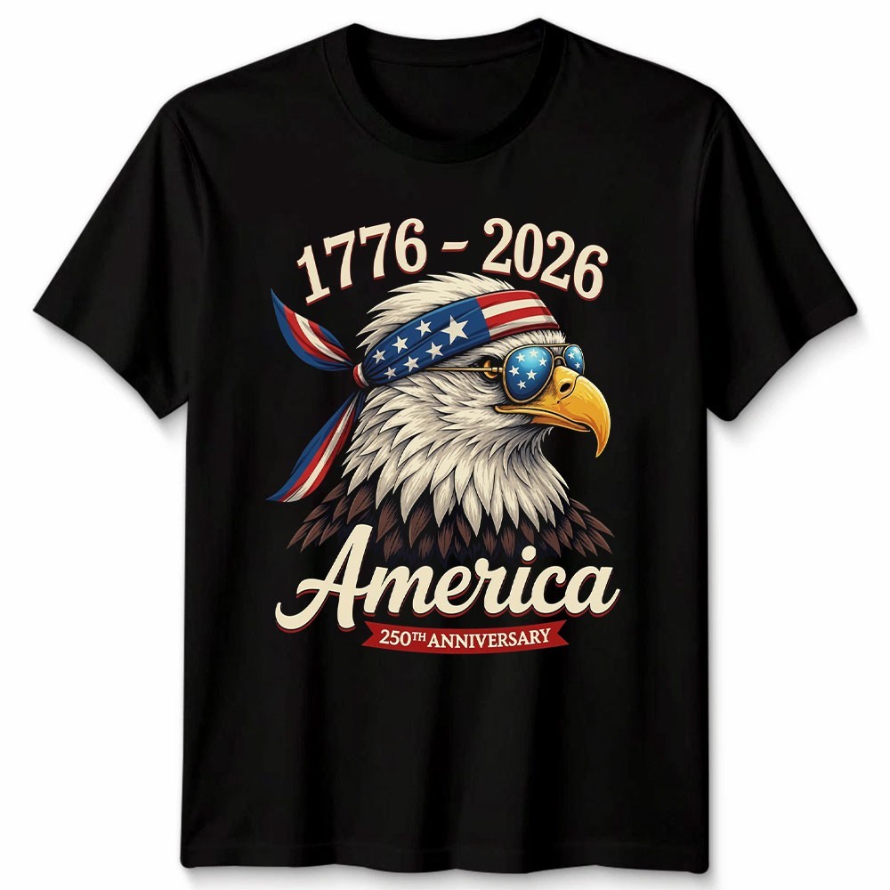 250 Years America Anniversary 1776 Bald Eagle 250th Birthday US Flag T-Shirt