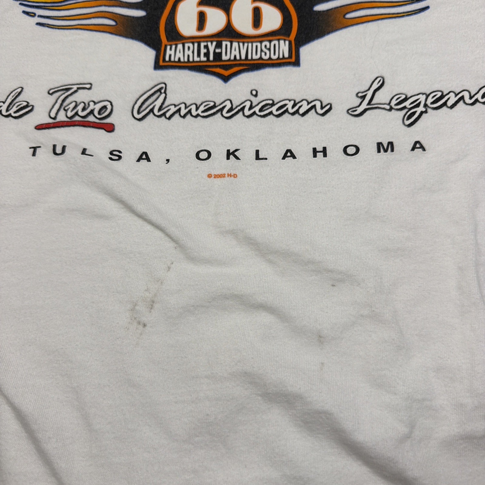 Vintage Harley Davidson Route 66 Flame Long Sleeve Shirt White Small USA 2002 00