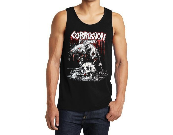 Corrosion Of Conformity (Rat/Skull) Heavy Metal Band Men’s Black Tank Top