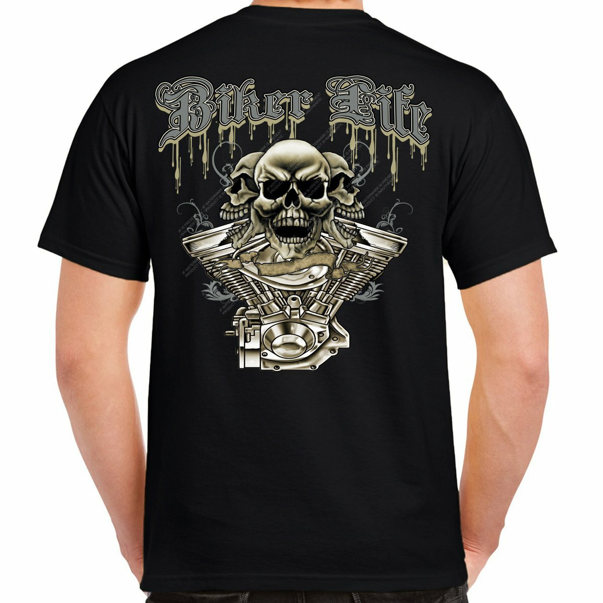 Biker Life Skull Engine T-Shirt