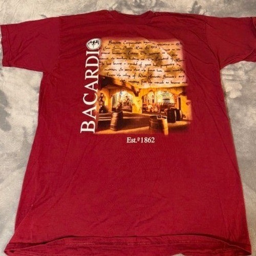 Vintage Bacardi Rum Puerto Rico Graphic T-Shirt Mens XXL Red Dynasty Cotton