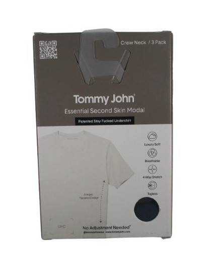 3 PACK TOMMY JOHN WHITE BLACK SECOND SKIN MODAL CREW NECK STAY TUCKED UNDERSHIRT