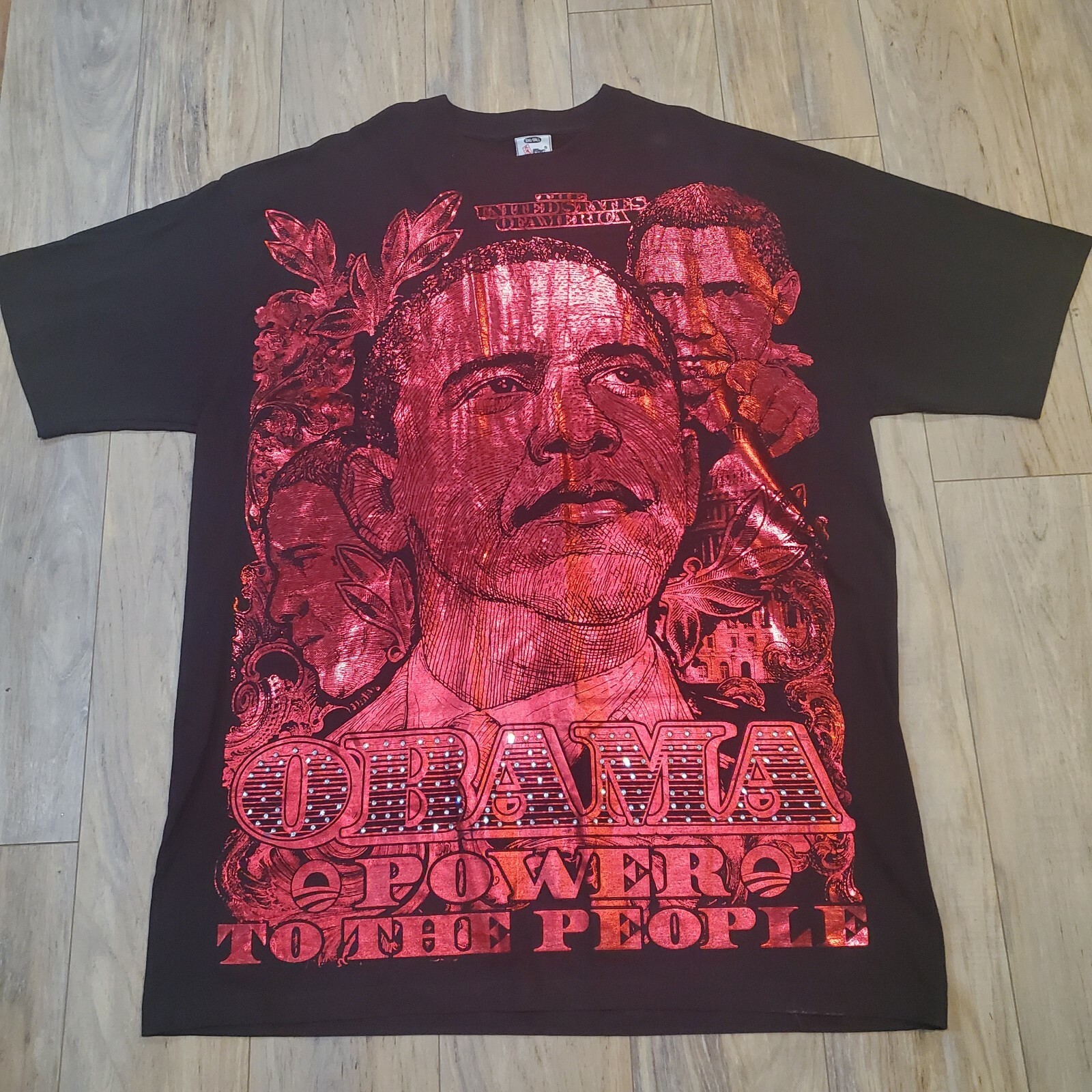 President Barack OBAMA Power To The People red foil studded Shirt