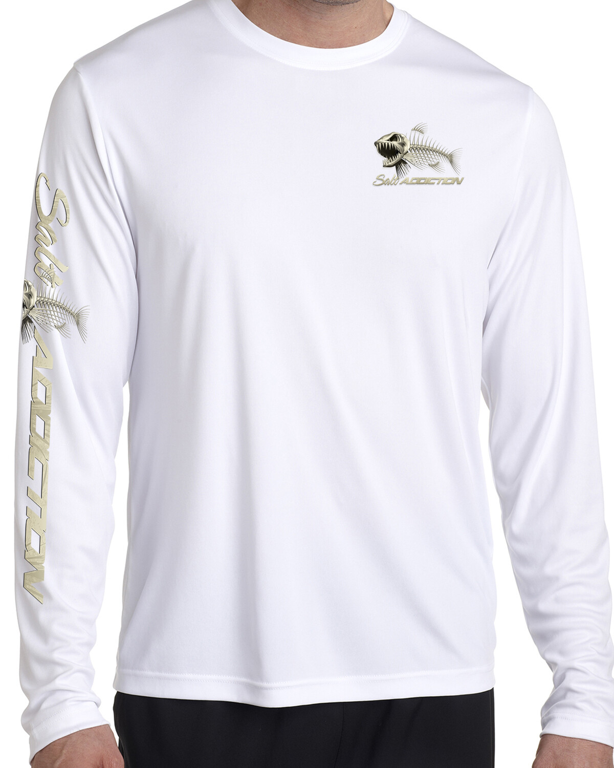 Salt Addiction t shirt long sleeve microfiber saltwater fishing uv upf 50+ BONES
