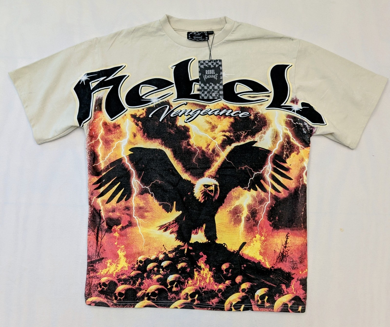 Rebel Vengeance Eagle Lightning Skull Graphic T-Shirt NWT XL Mens Tee