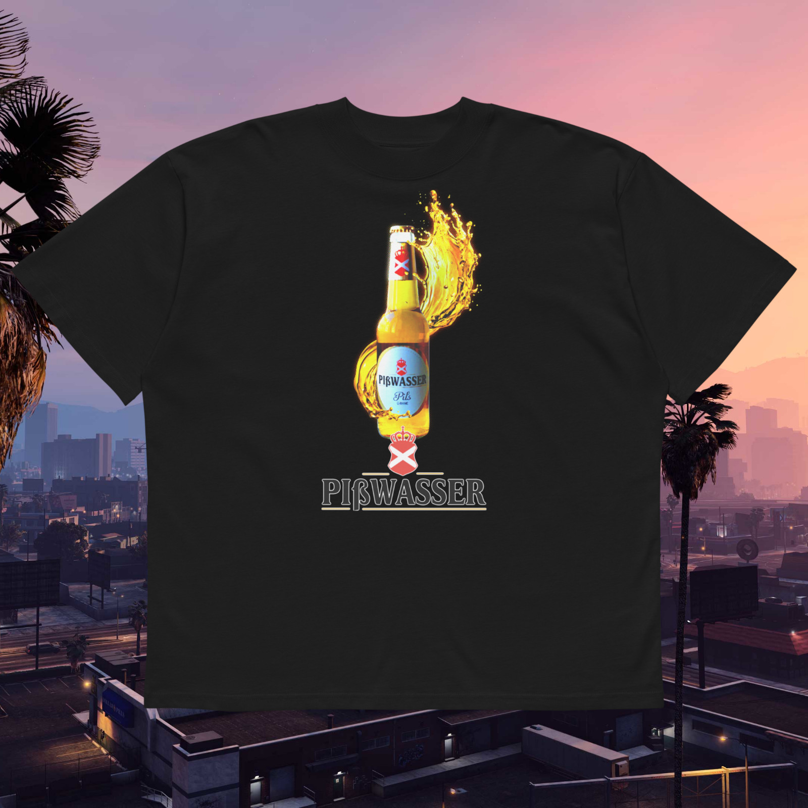 Pisswasser GTA V 5 Beer Drinking Vintage 90s T-Shirt White Oversized 100% Cotton