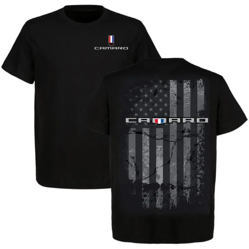Chevy Camaro Black T Shirt, Distressed American Flag Graphic Tee, Muscle Car Ent