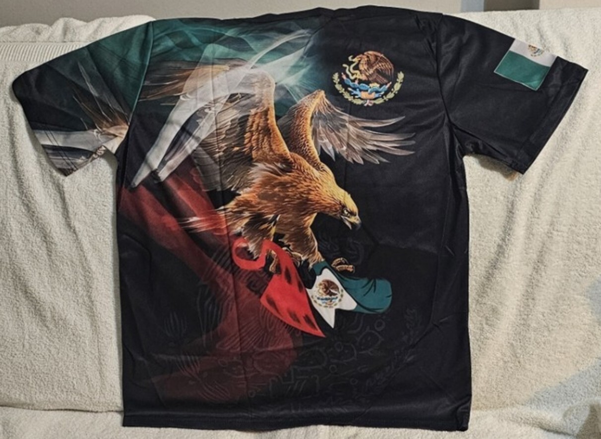 EAGLE BIRD HOLDING MEXICAN FLAG SNAKE CACTUS WINGS MEXICO T-SHIRT