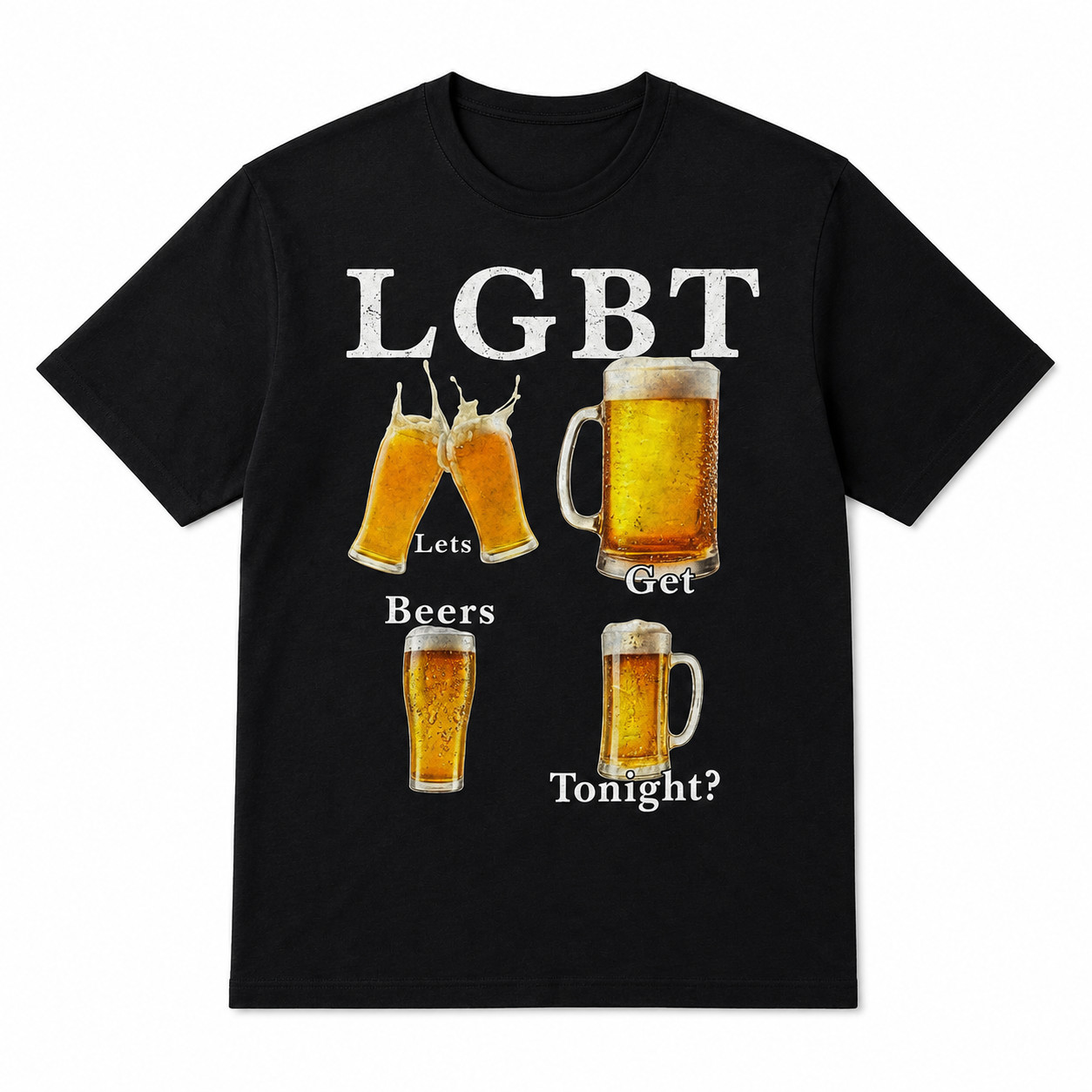 Funny LGBT Lets Get Beer Tonight T-Shirt, Sarcastic Beer Pun Humorous Graphic