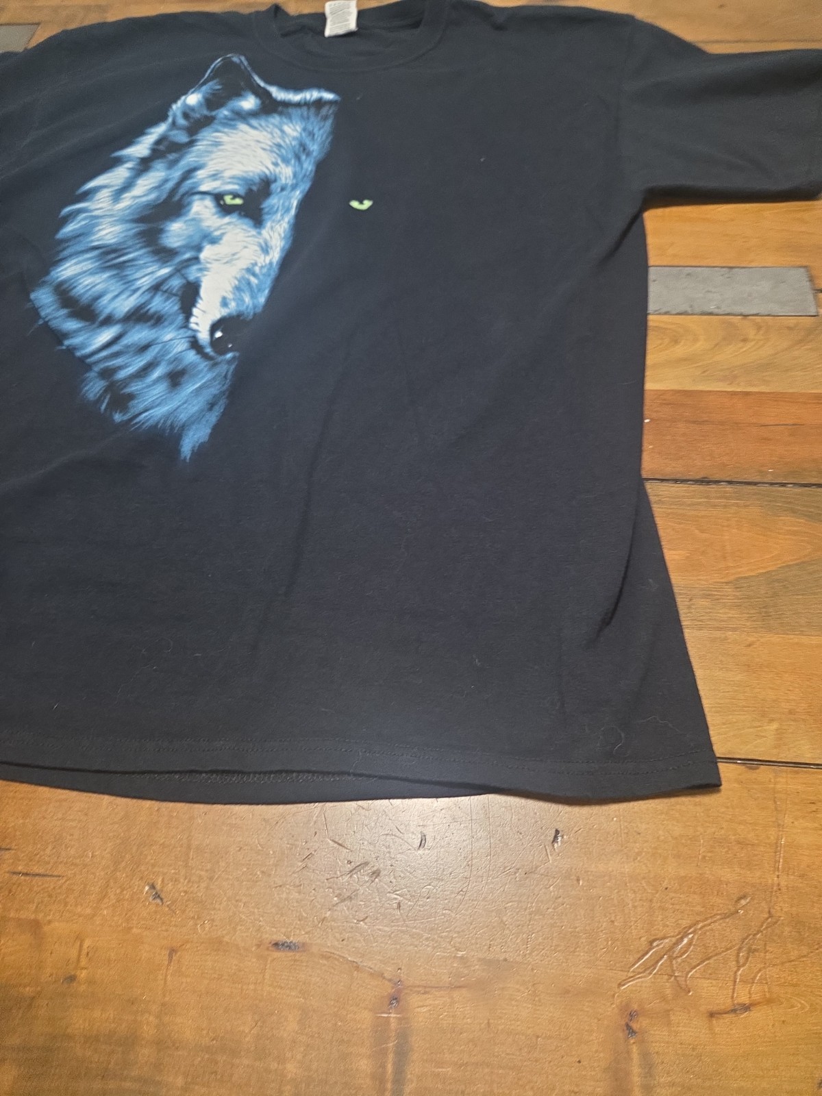 Split Face Wolf Moon Graphic Tee Black Fruit of the Loom Heavy HD Cotton XL