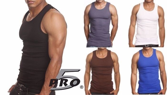 PRO 5 MENS A-SHIRT COTTON UNDER SHIRT WIFE BEATER SM-3X
