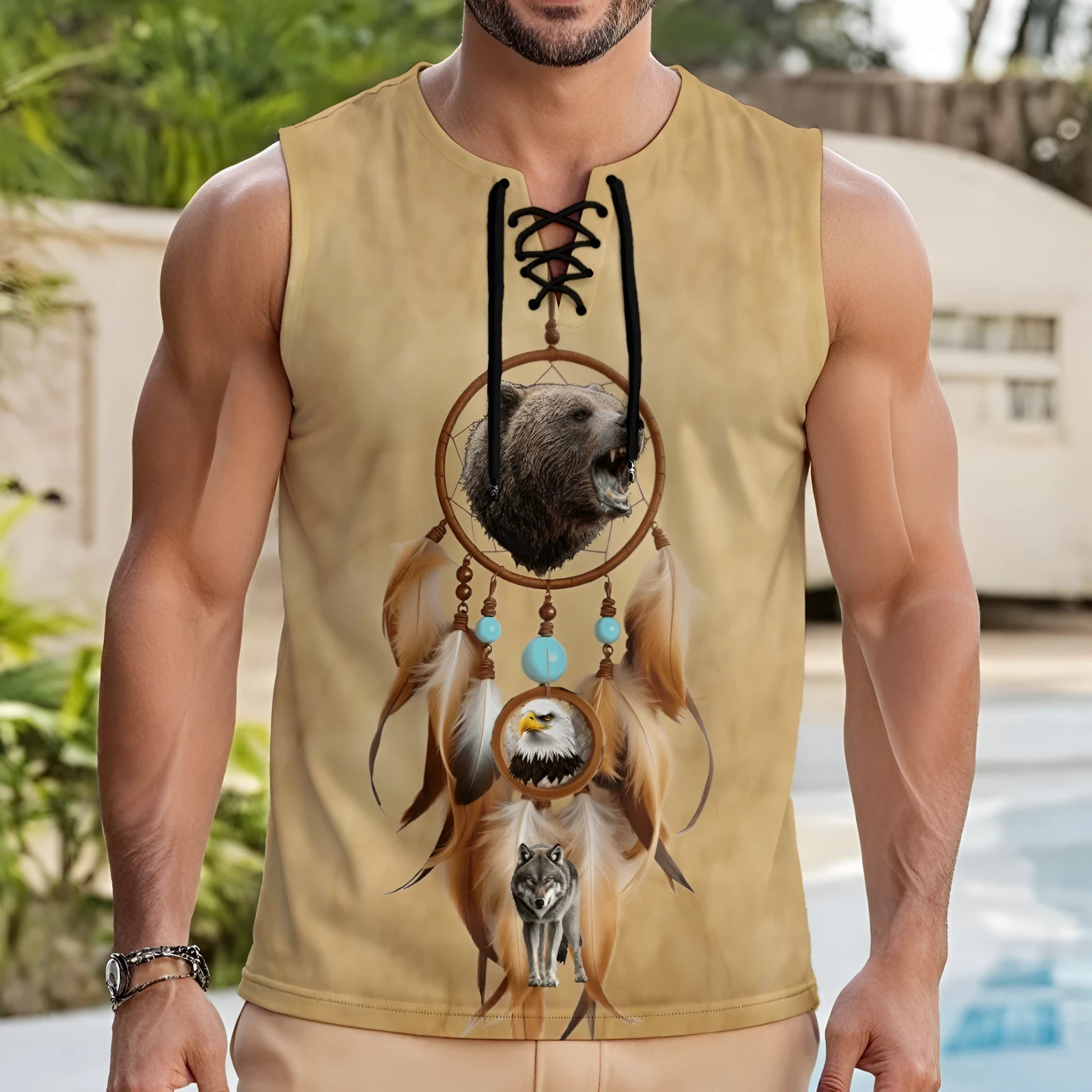 Native American Indian Dreamcatcher Tank Top T-shirt, Bear, Eagle, Wolf,T-shirts