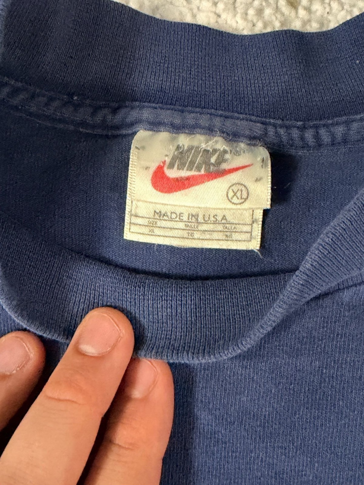Vintage 90s Nike White Tag Navy Blue Mock Swoosh Long Sleeve Shirt