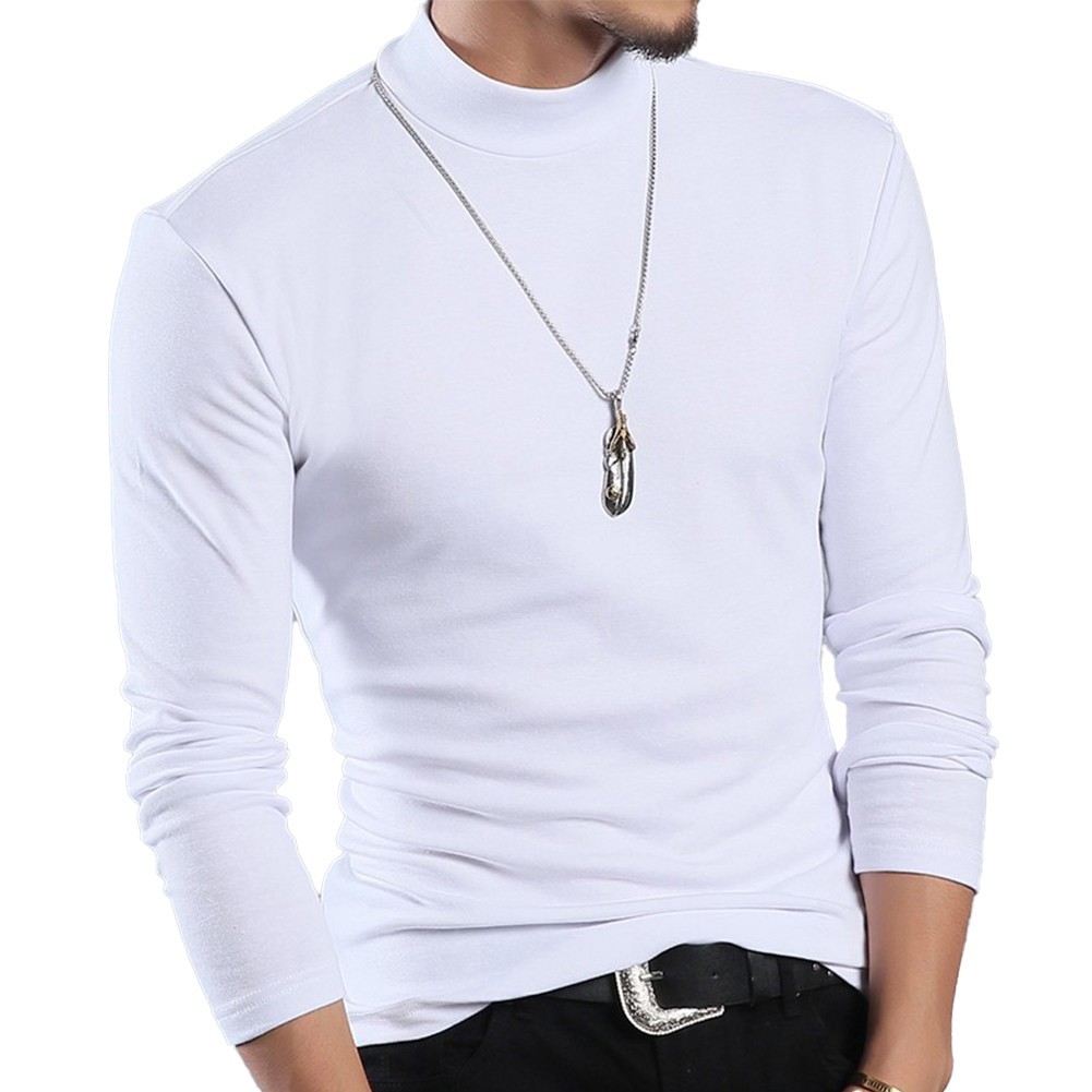 Casual Mens Long Sleeve Thermal Tops with Half Turtleneck Design for Comfort
