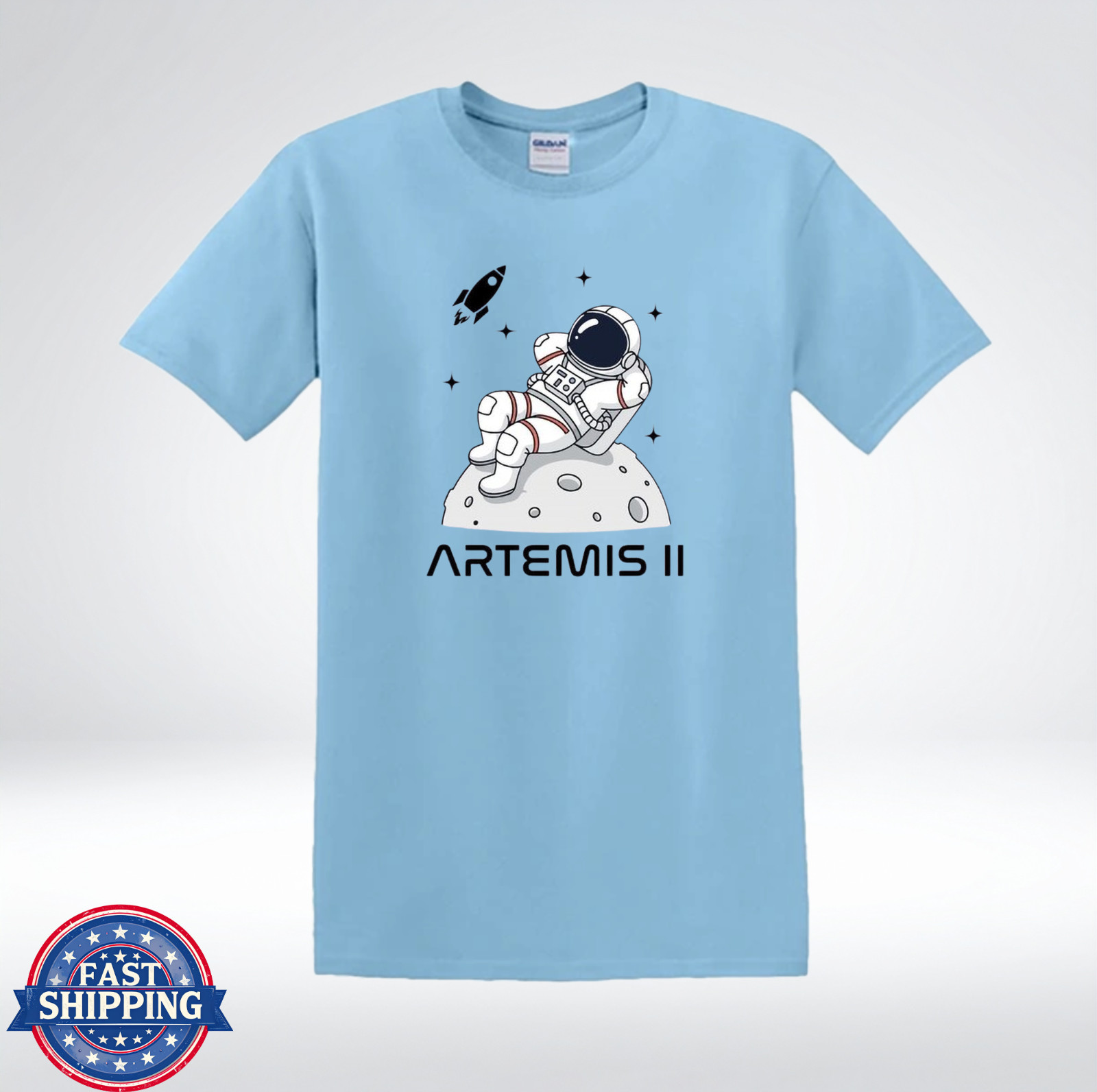 Artemis II Astronaut On Moon Funny Space Relax Graphic T-Shirt