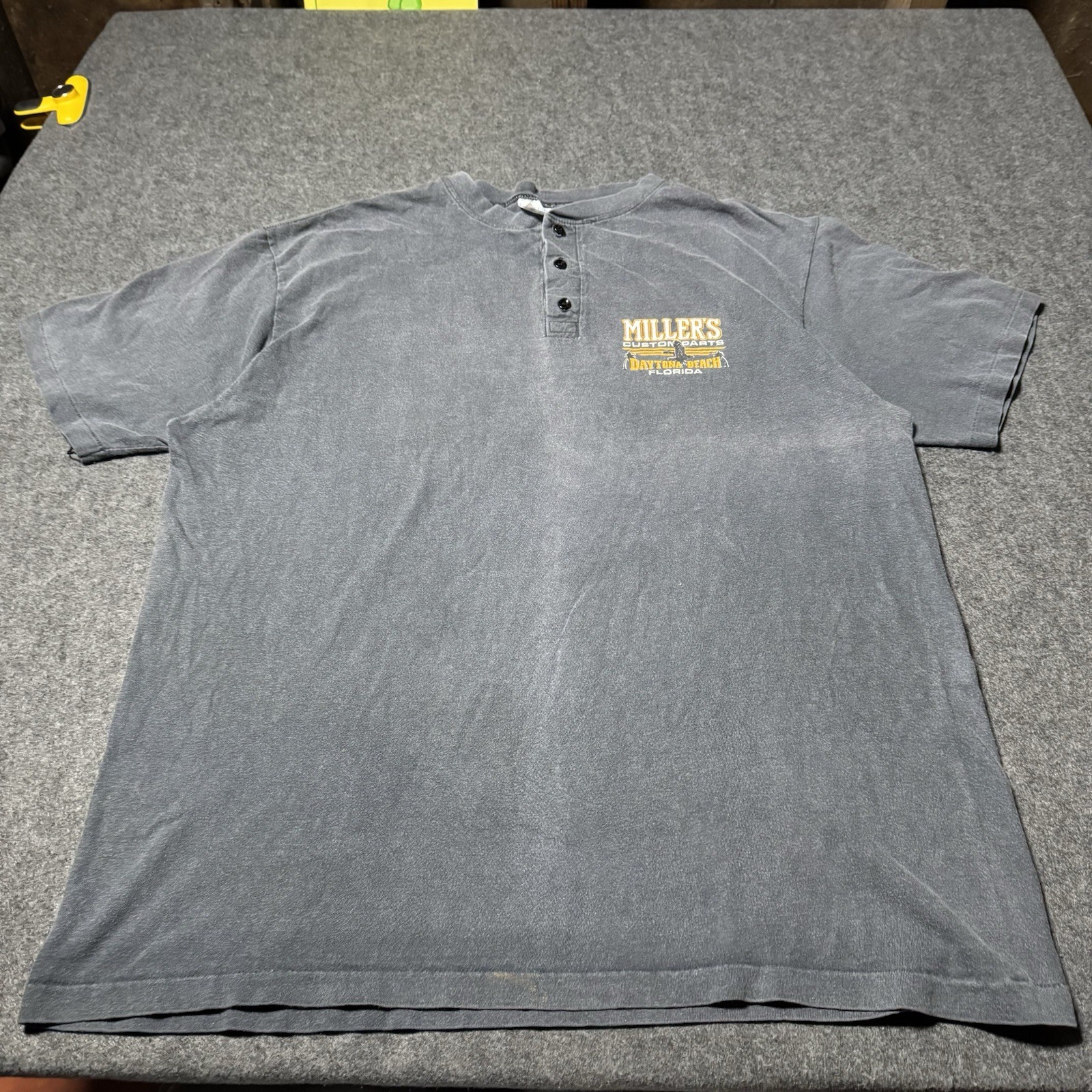 VTG 90s Millers Custom Parts Henley Biker Shirt Mens XL Fader Grunge