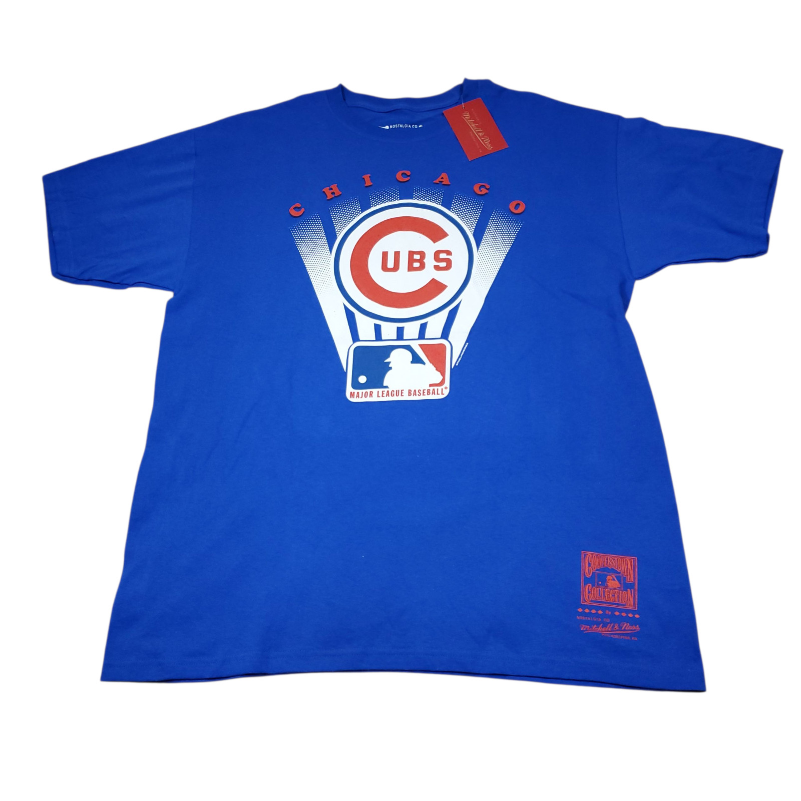 Chicago Cubs Mitchell & Ness Cooperstown Collection Blue Graphic Logo T-Shirt XL
