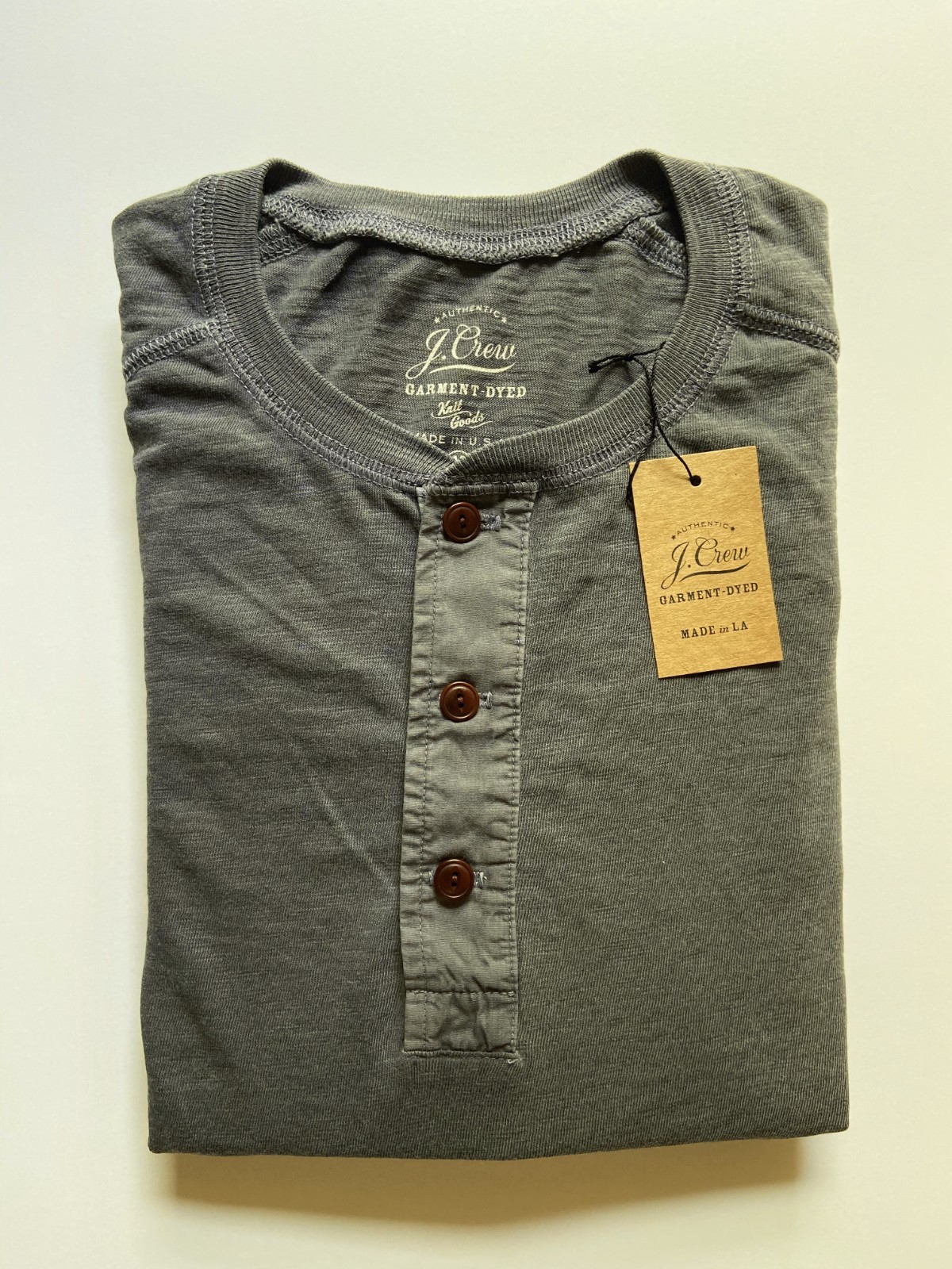 J Crew Mens Henley Long Sleeve (NWT) Charcoal Grey UP TO 59% OFF MSRP