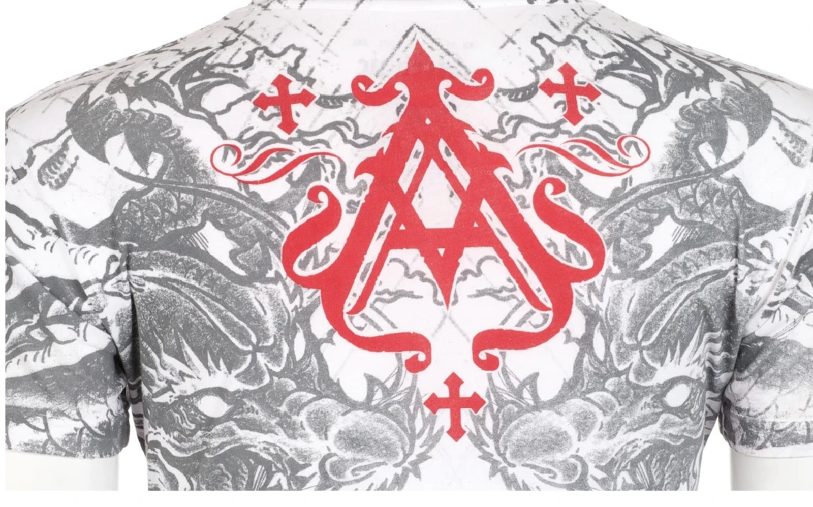 Archaic By Affliction Men’s T-Shirt Dragon Rage Wings White Biker M-3XL