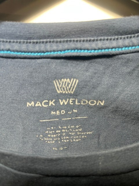 Mack Weldon Men Medium Blue Navy Long Sleeve Lightweight Pima Cotton Shirt Sz M