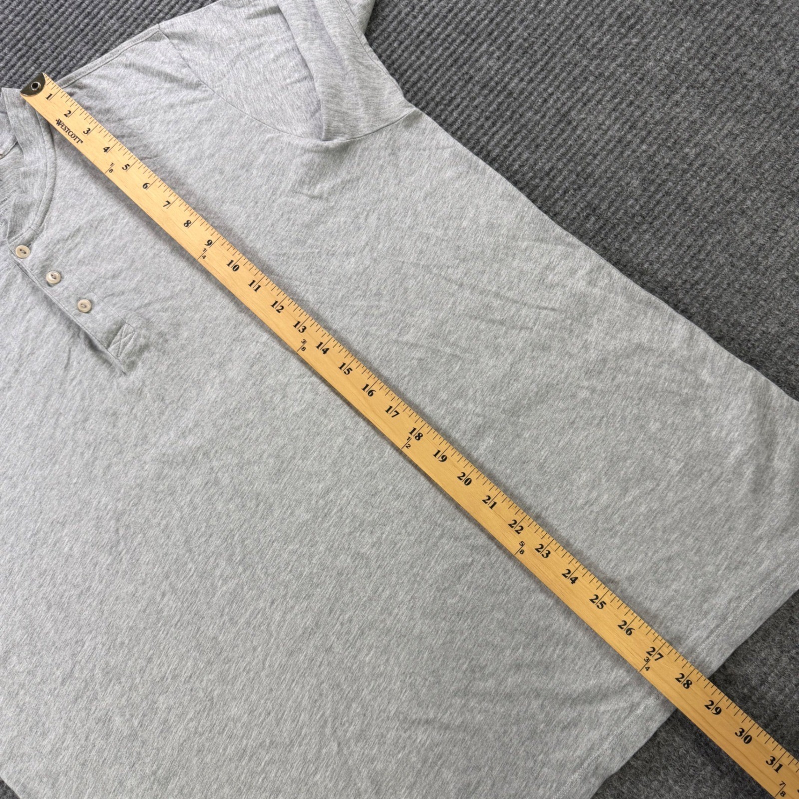 Outerknown Sojourn Henley Grey Organic Pima Cotton Long Sleeve Shirt Mens XL
