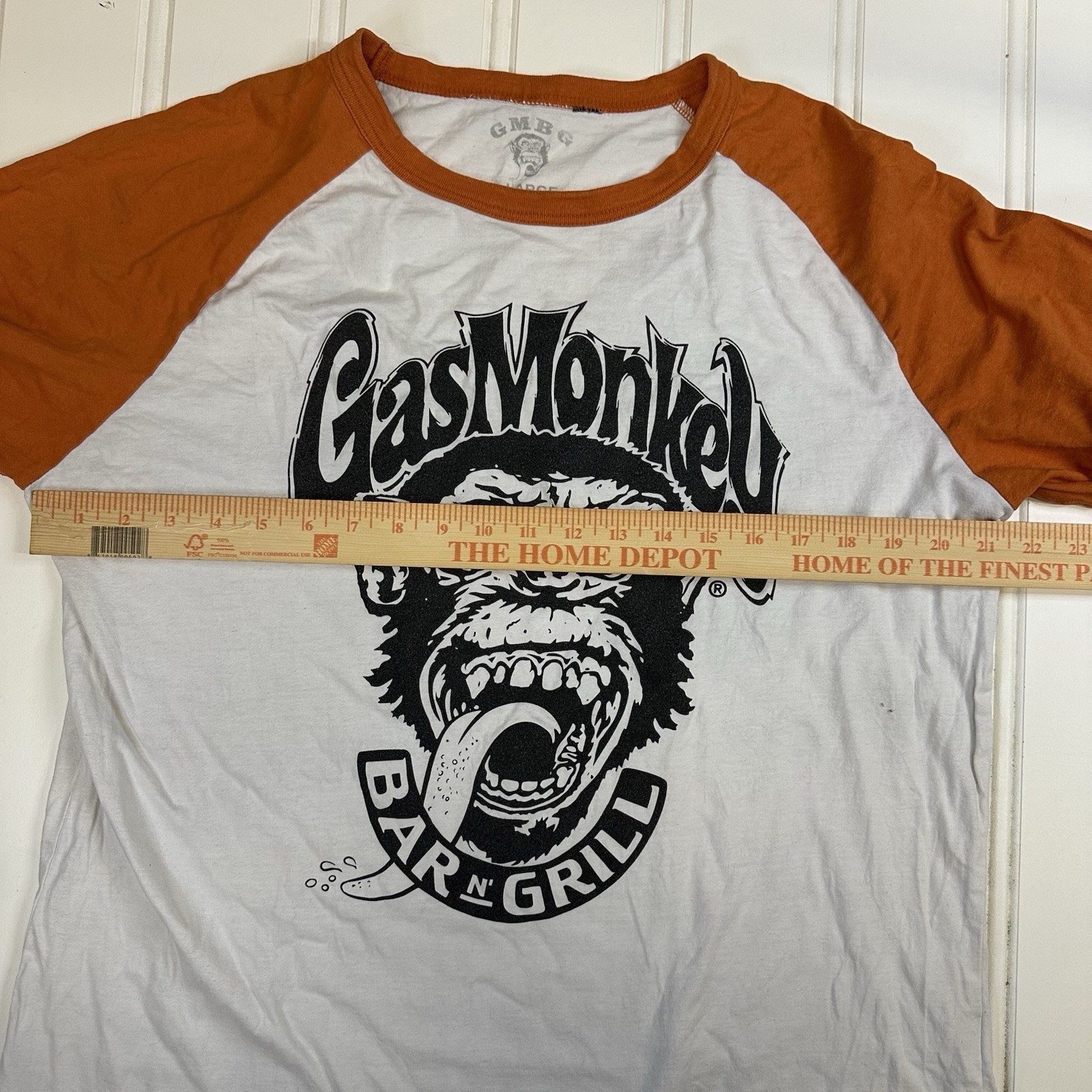 Gas Monkey Bar & Grill Shirt Mens L Raglan Logo Y2K Graphic 3/4 Sleeve Jersey 13