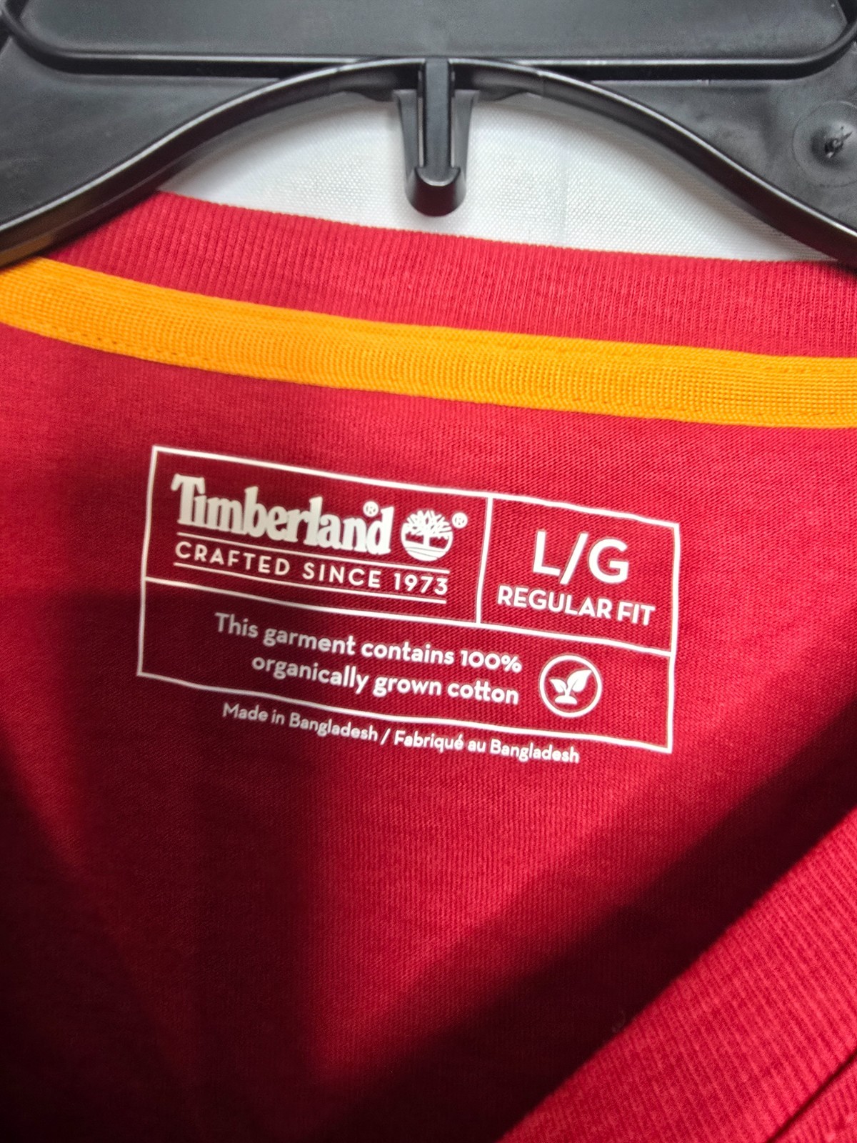 Timberland Mens Red Stack Graphic Logo Regular Fit Long Sleeve T-Shirt Size L