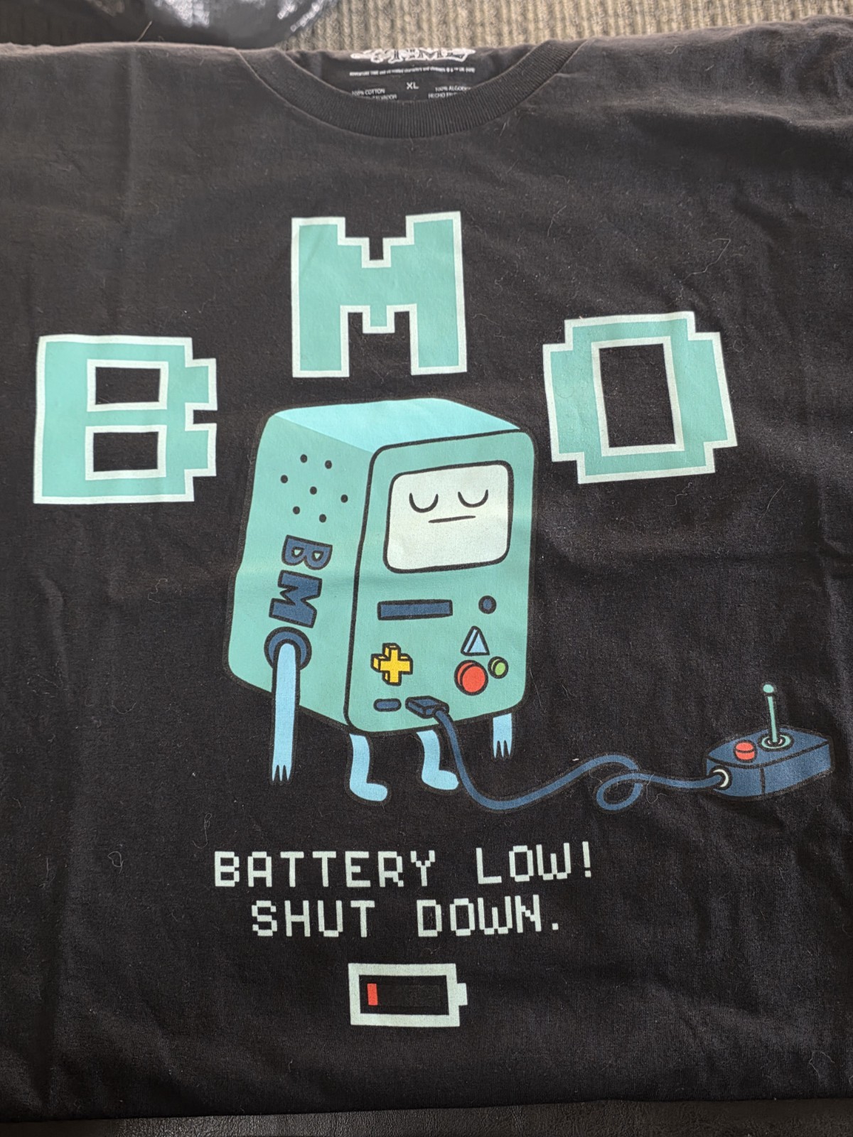 BMO Adventure Time Battery Low Shirt Size XL Perfect Condition