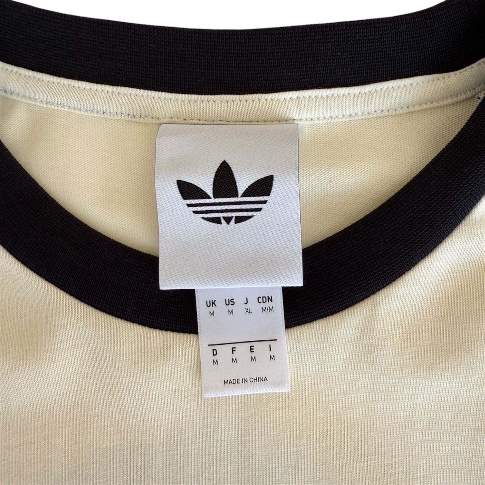 Adidas x Oasis Tour 3 Stripes Long Sleeve T Shirt Cream Black Men M