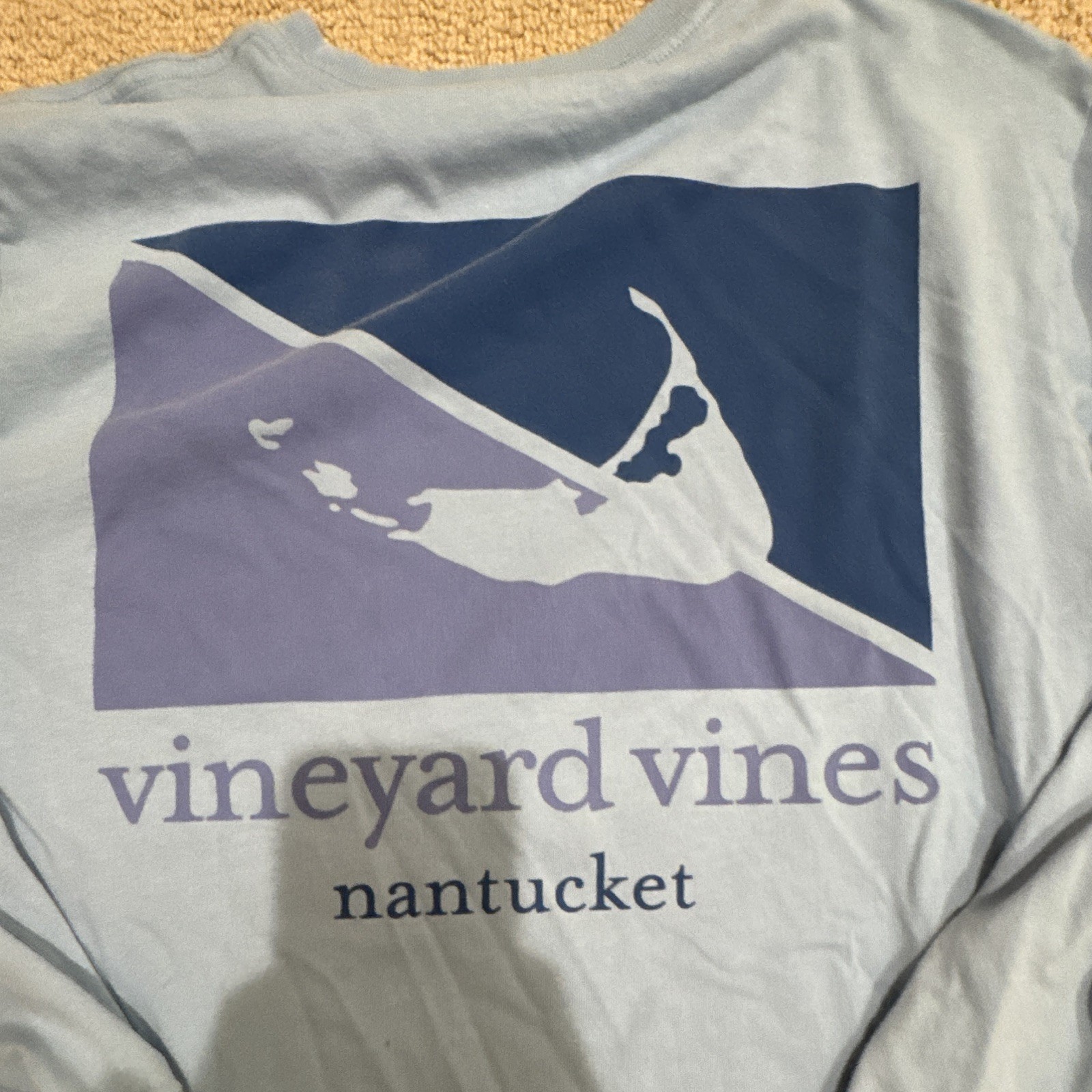 Vineyard Vines Men’s Blue Long Sleeve Pocket T-Shirt Graphic Print S Cotton