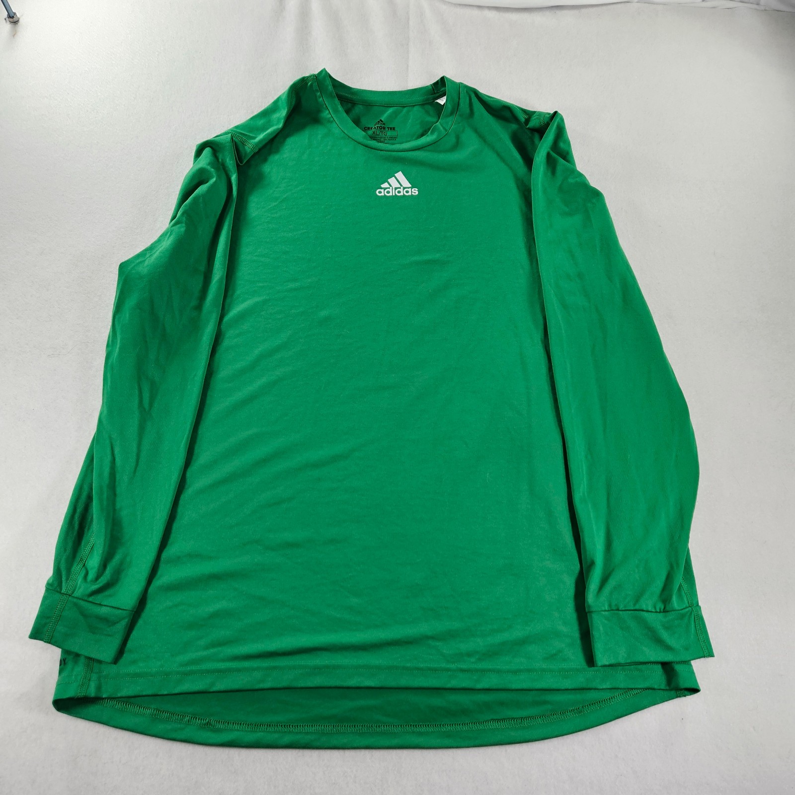 Adidas Creator Tee Shirt Mens XL Green Long Sleeve Centered White Logo Polyester