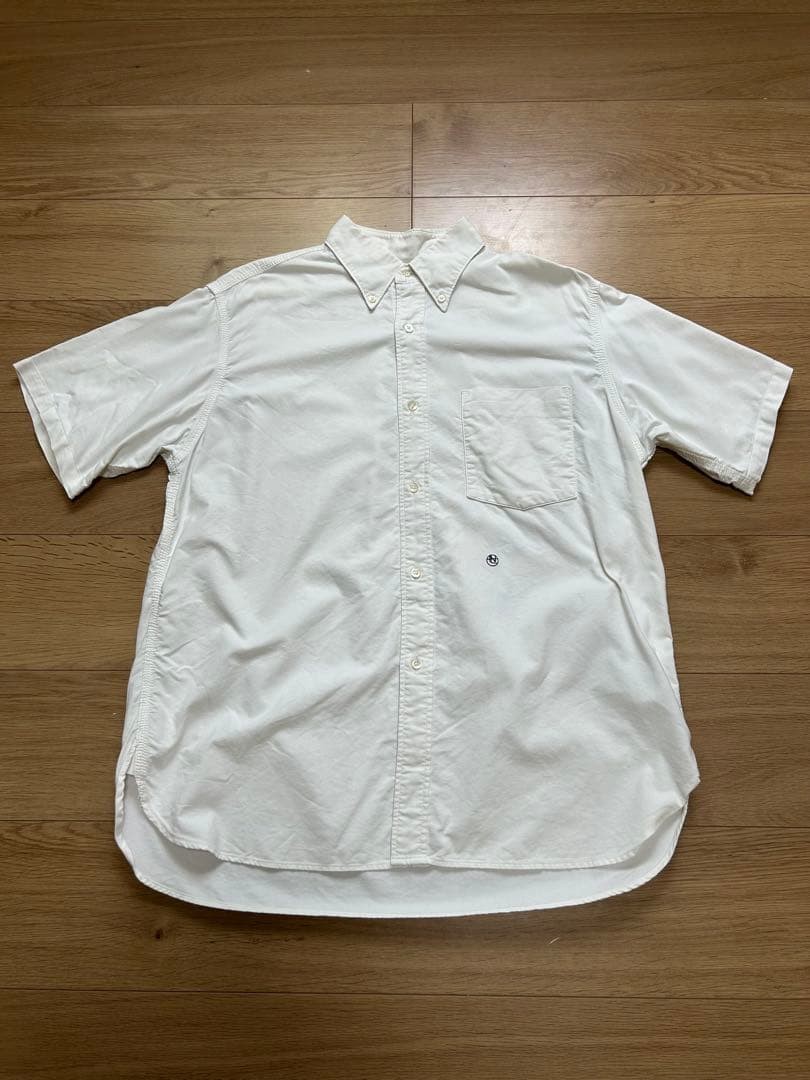 nanamica Button Down Wind S/S Shirt Size S White Cotton/Nylon
