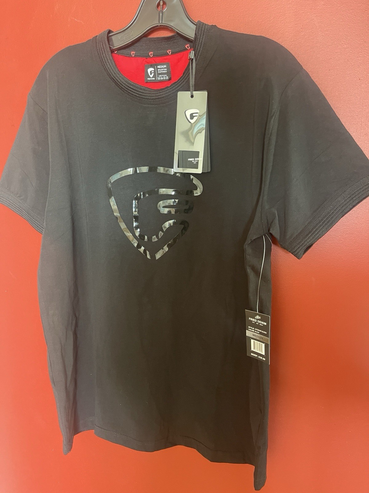 Fried Denim Black T-Shirt Short Sleeve Mens Size M, For Men Height 5.3-5.7 Feet