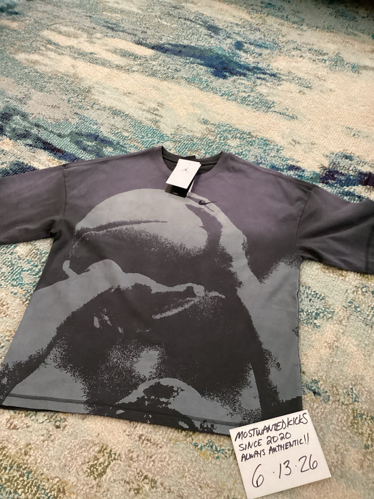 NWT Nike Air Jordan Shooting Graphic Anthracite Loose Fit T-Shirt Men’s Sz S